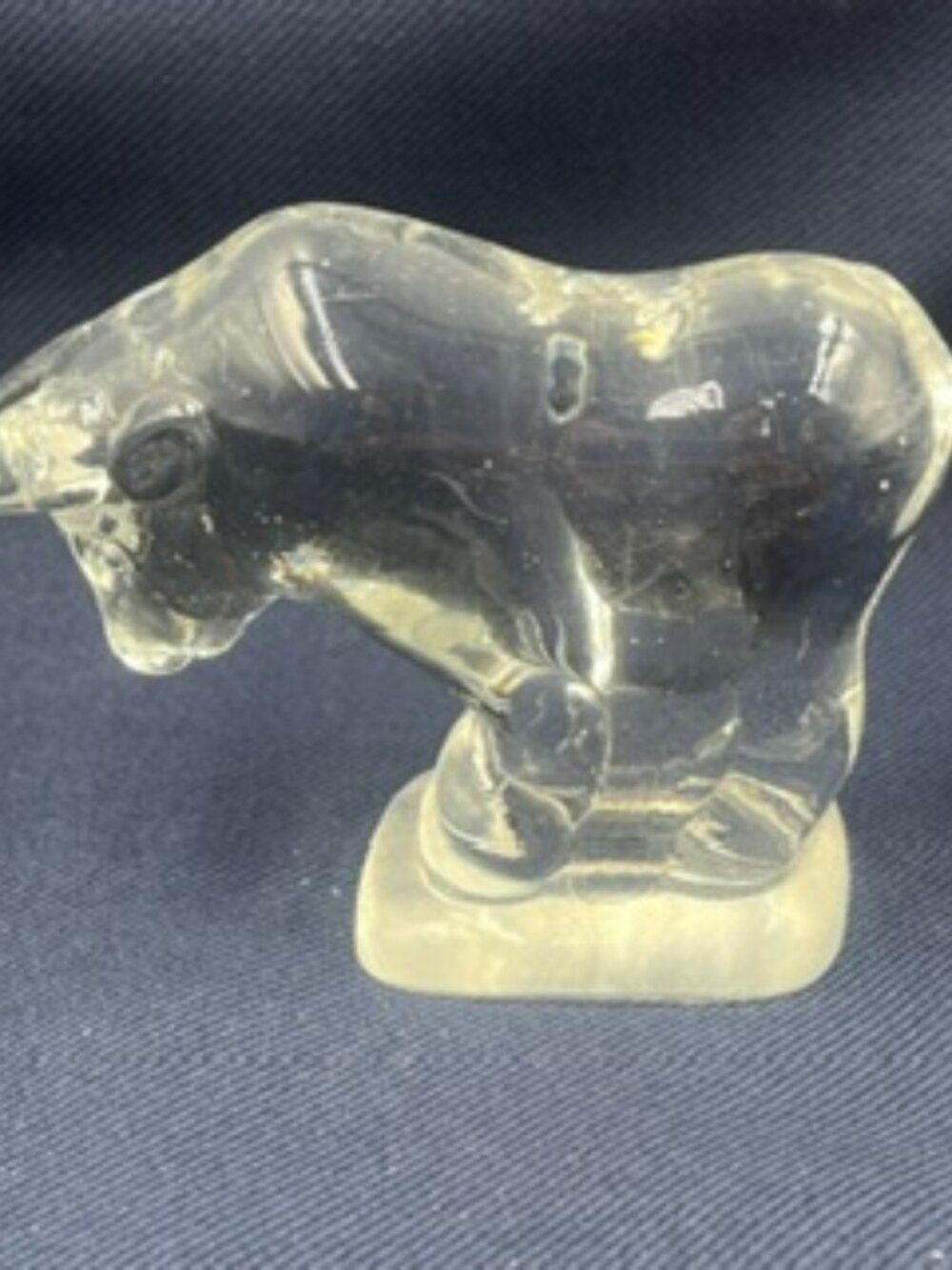 Glass Charging Bull Figurine Paperweight Vintage 1980’s